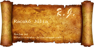 Racskó Júlia névjegykártya